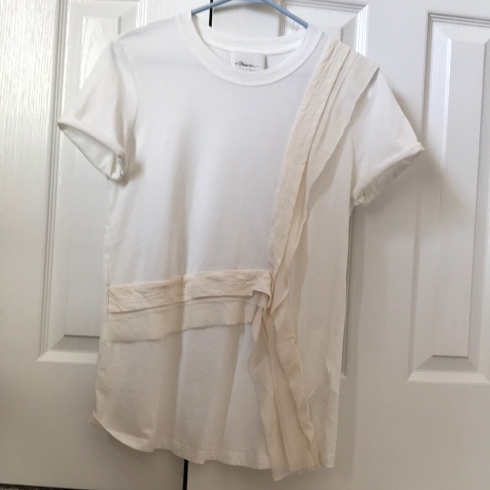 Philip Lim 3.1 Cream T-shirt with ruffle